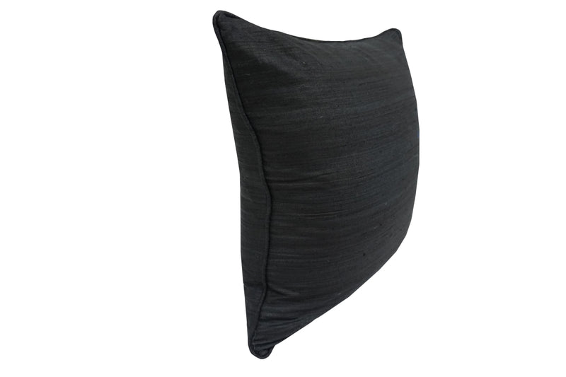 Raw Silk Throw Pillow 18" Black